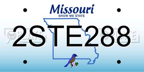 2STE288 Missouri License Plate