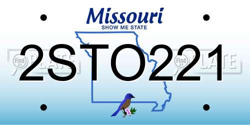 2STO221 Missouri License Plate