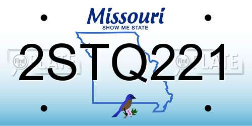 2STQ221 Missouri License Plate