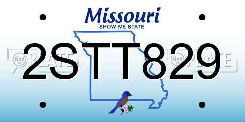 2STT829 Missouri License Plate
