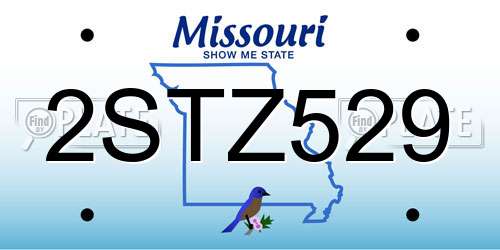 2STZ529 Missouri License Plate