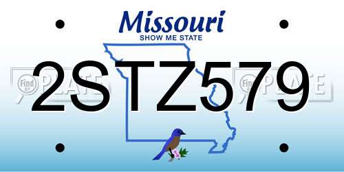 2STZ579 Missouri License Plate