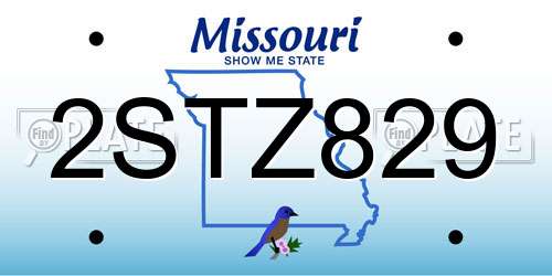 2STZ829 Missouri License Plate