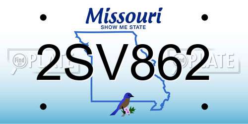 2SV862 Missouri License Plate