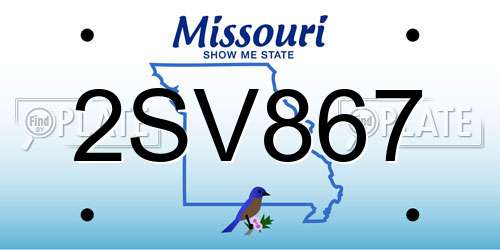 2SV867 Missouri License Plate