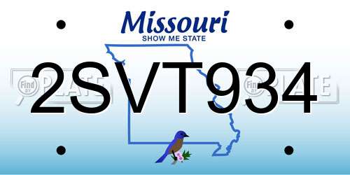 2SVT934 Missouri License Plate