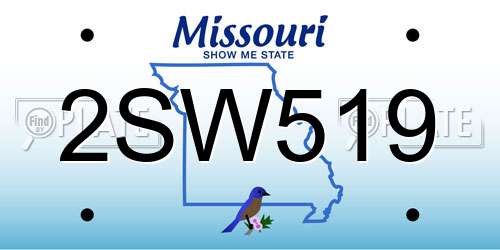 2SW519 Missouri License Plate