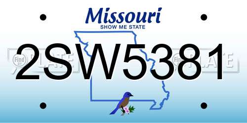 2SW5381 Missouri License Plate