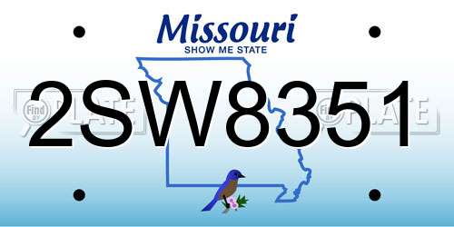 2SW8351 Missouri License Plate