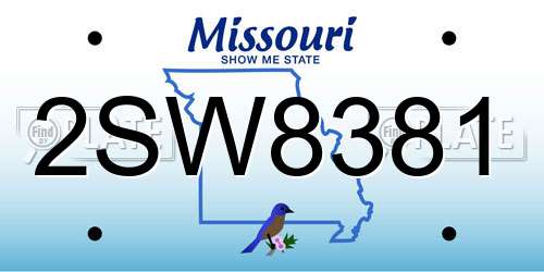 2SW8381 Missouri License Plate