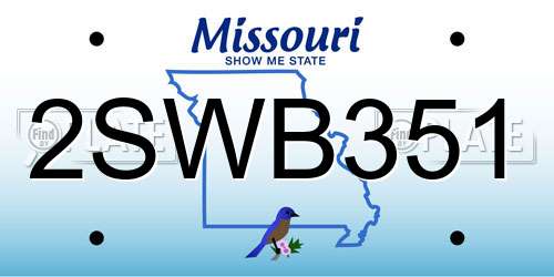 2SWB351 Missouri License Plate