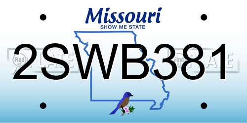 2SWB381 Missouri License Plate