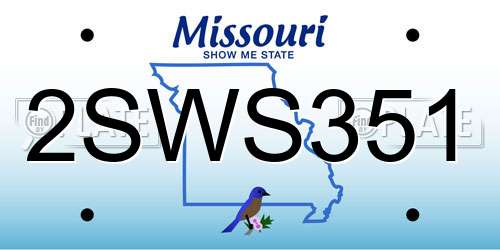 2SWS351 Missouri License Plate