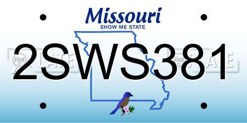 2SWS381 Missouri License Plate