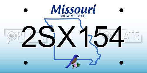 2SX154 Missouri License Plate