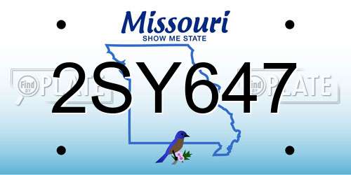 2SY647 Missouri License Plate