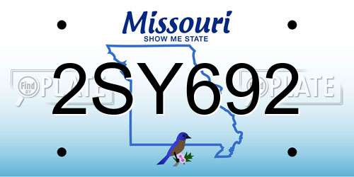 2SY692 Missouri License Plate