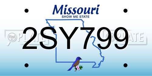 2SY799 Missouri License Plate