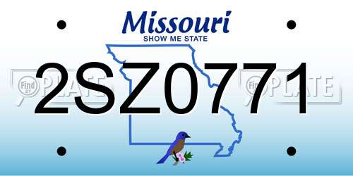 2SZ0771 Missouri License Plate