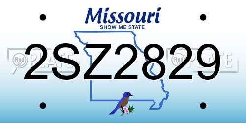 2SZ2829 Missouri License Plate