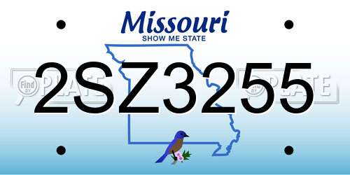 2SZ3255 Missouri License Plate