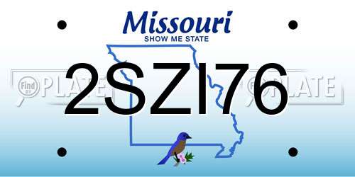 2SZI76 Missouri License Plate