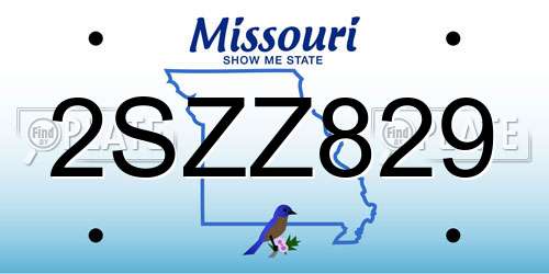 2SZZ829 Missouri License Plate