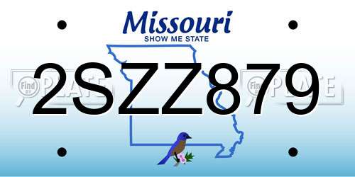 2SZZ879 Missouri License Plate