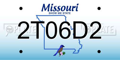 2T06D2 Missouri License Plate