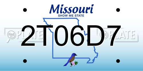 2T06D7 Missouri License Plate