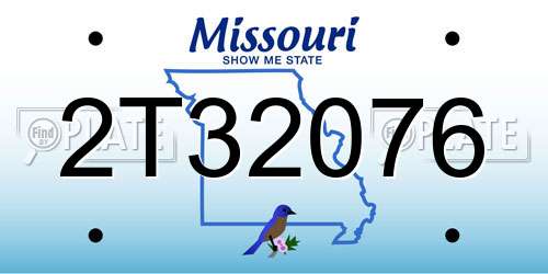 2T32076 Missouri License Plate