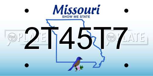 2T45T7 Missouri License Plate