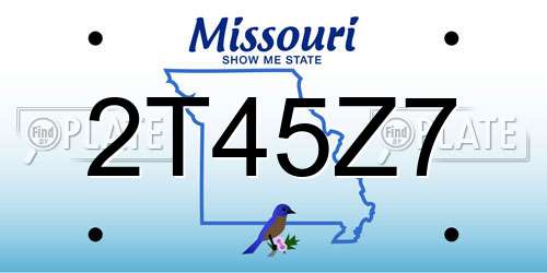 2T45Z7 Missouri License Plate