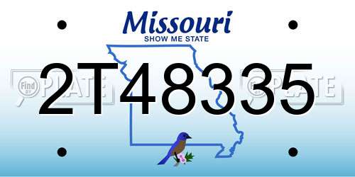2T48335 Missouri License Plate