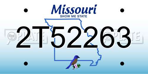 2T52263 Missouri License Plate