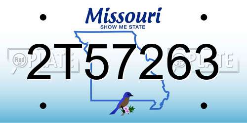2T57263 Missouri License Plate