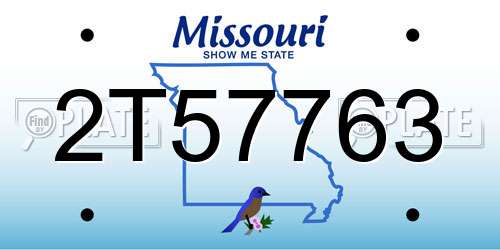 2T57763 Missouri License Plate