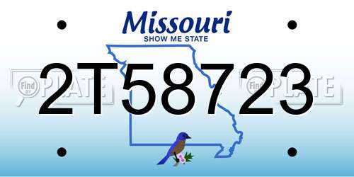 2T58723 Missouri License Plate