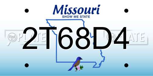2T68D4 Missouri License Plate