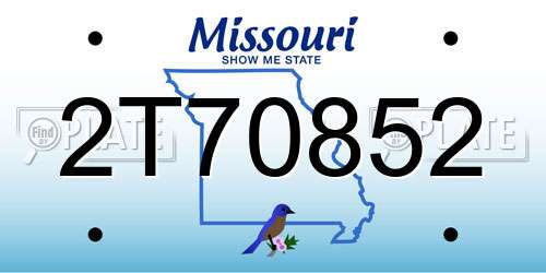 2T70852 Missouri License Plate