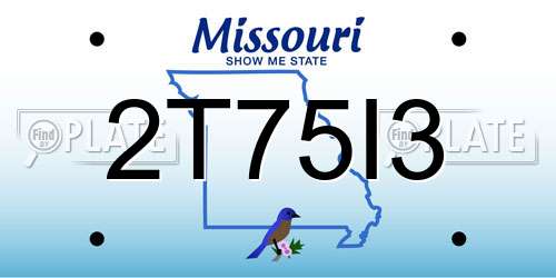 2T75I3 Missouri License Plate