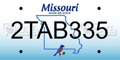 2TAB335 Missouri License Plate