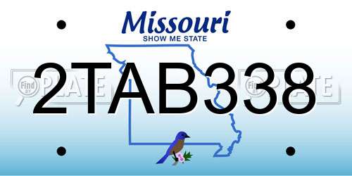 2TAB338 Missouri License Plate