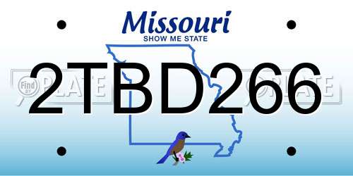 2TBD266 Missouri License Plate