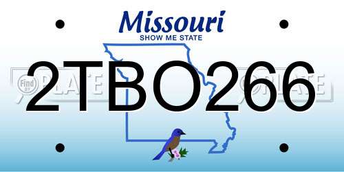 2TBO266 Missouri License Plate
