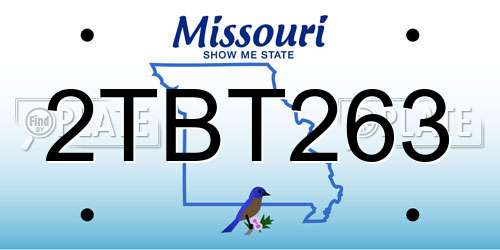 2TBT263 Missouri License Plate