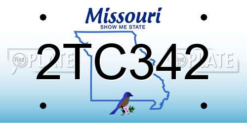 2TC342 Missouri License Plate