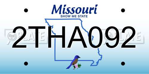 2THA092 Missouri License Plate