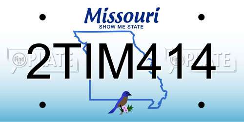 2TIM414 Missouri License Plate