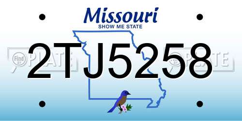 2TJ5258 Missouri License Plate